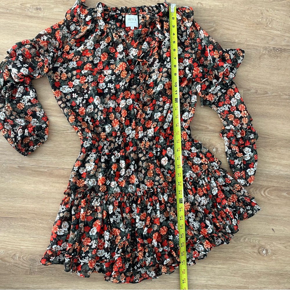 MISA Los Angeles Rizou Floral Smocked Mini Dress Long Sleeve Boho S - Picture 12 of 12